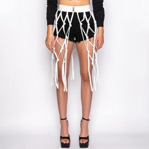 SOLD OUT Callie Caught UP: Ivory Faux Leather Netted Belt L XL